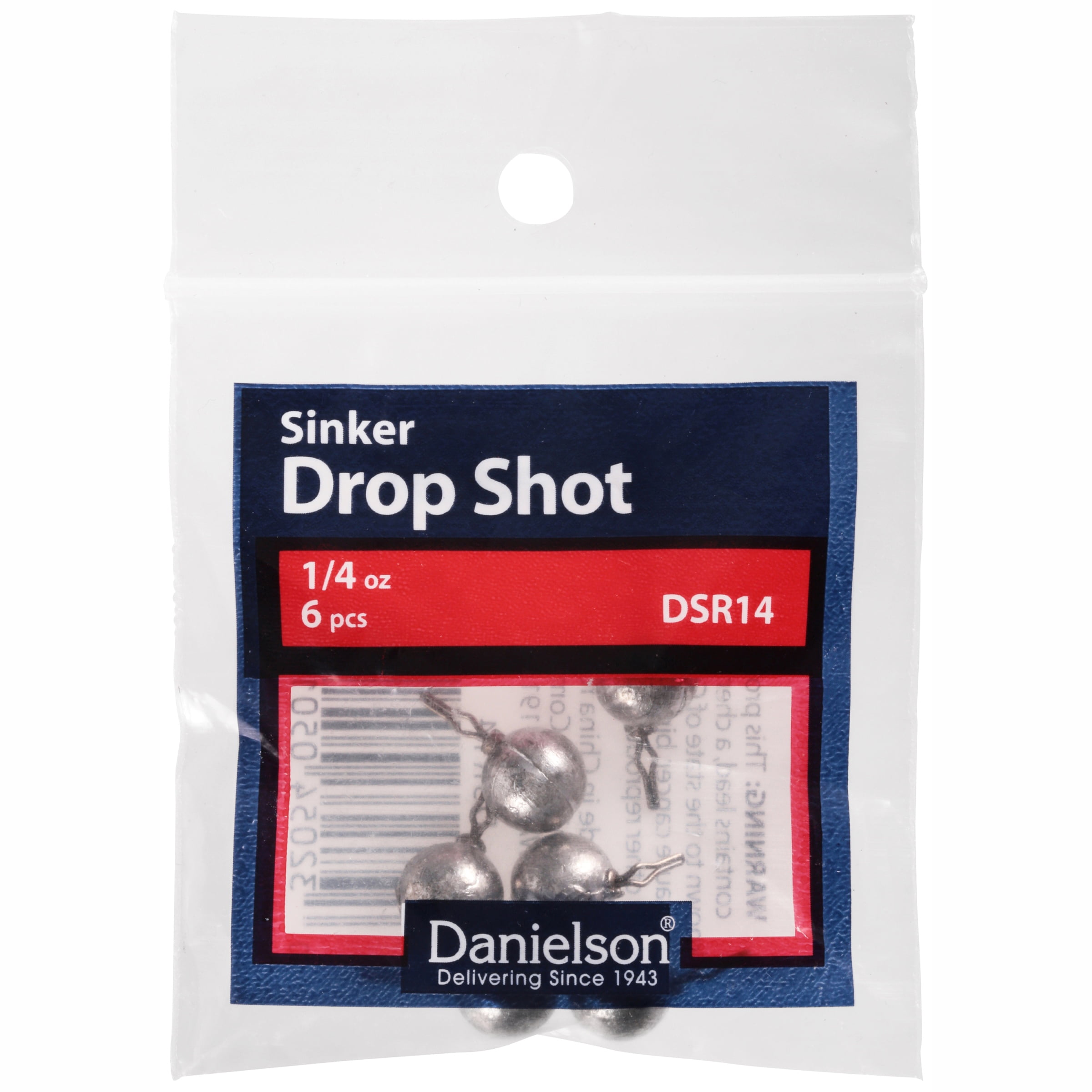 Danielson Drop Shot Sinker Fishing Accessory, 1/4 Ounce, 6-pack