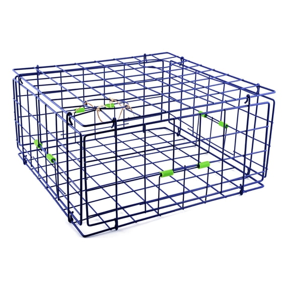 Danielson FTC 24" Fold-Up Fishing Bait Trap | Vinyl-Coated Steel Wire, 4 Entrance Doors, Easy Storage, Blue