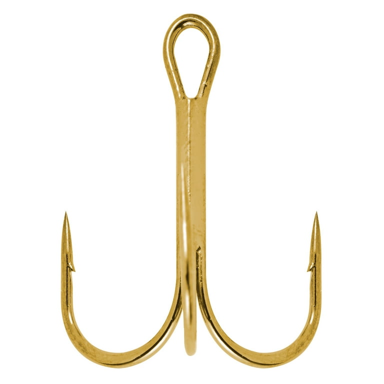 Danielson Treble Hook Fishing Tackle, Gold, Size 18, 4-pack