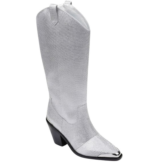 Danielxdiamond Women's North Jewel Cave Tall Western Boot Snip Toe Silver 9 M US