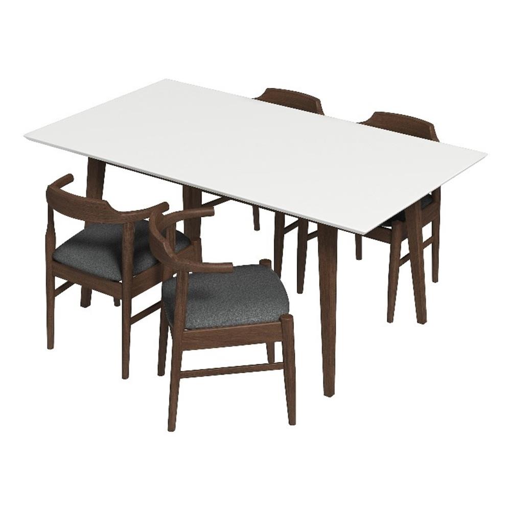 Danika Modern Solid Wood Walnut Dining Room & Kitchen Table and Chairs ...