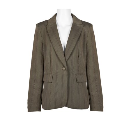 Danillo Notched Collar One Button Long Sleeve Solid Gabardine Jacket-BROWN STRIPE / 8