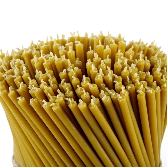 Danilovo Pure Beeswax Candles - Honey-Scented, Decorative Thin Taper Candles - Ideal for Birthday Decoration or Church Prayers - Drip Free, Tall & Smokeless Pack of 50 pcs, 7.3 x 0.24 inch A101