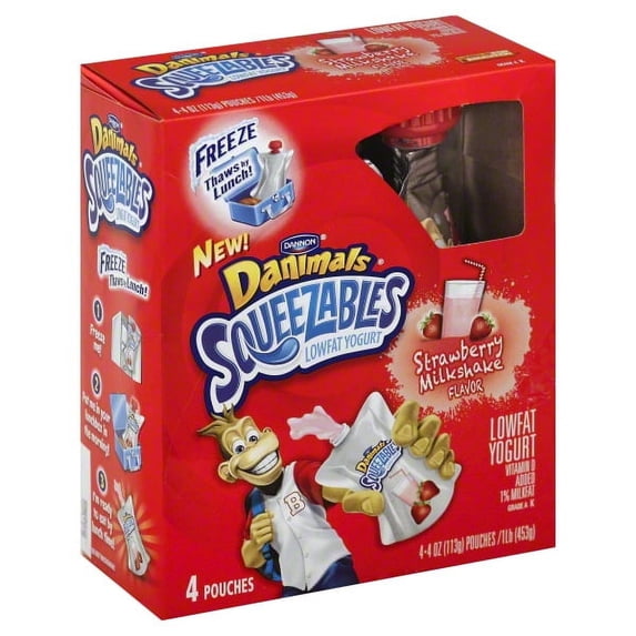 Danimals Dnml Pouch Strawberry Milkshake 4pk
