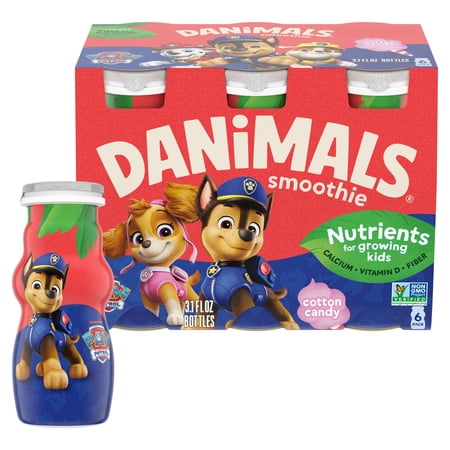 Danimals Smoothie Cotton Candy Low Fat Dairy Drink Smoothie Bottles Multi-Pack, 3.1 fl oz, 6 Count