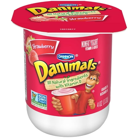 Danimals Strawberry Nonfat Yogurt , 4 Ounce Cup -- 48 per case.