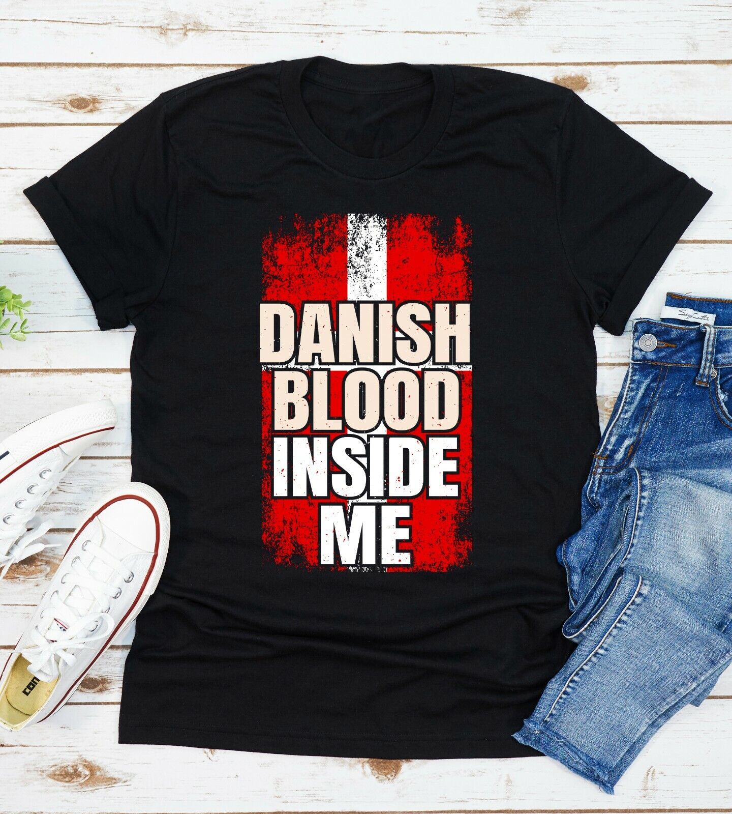 Danish Blood Inside Me TShirt Roots Denmark Grown Flag I'm American