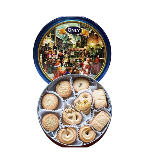 Danish Butter Cookies - Danish Butter Cookies in Festive Christmas Design Reusable Tin - 454g (16 Ounce) - Great Gift (Christmas Market)