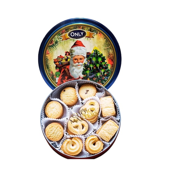 Danish Butter Cookies - Danish Butter Cookies in Festivve Christmas Design Reusable Tin - 454g (16 Ounce) - Great Gift (Santas Grotto)