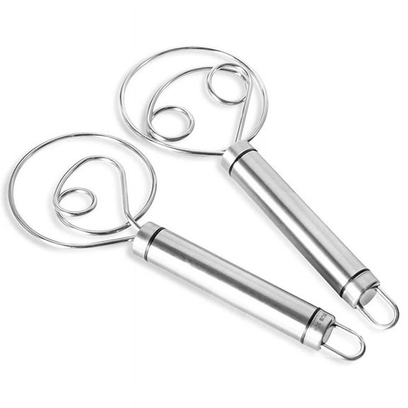 Danish Dough Whisk, 2 Pack Premium Stainless Steel Dutch Whisk, Hand Mixer Artisan Blender for Bread Pastry Pizza
