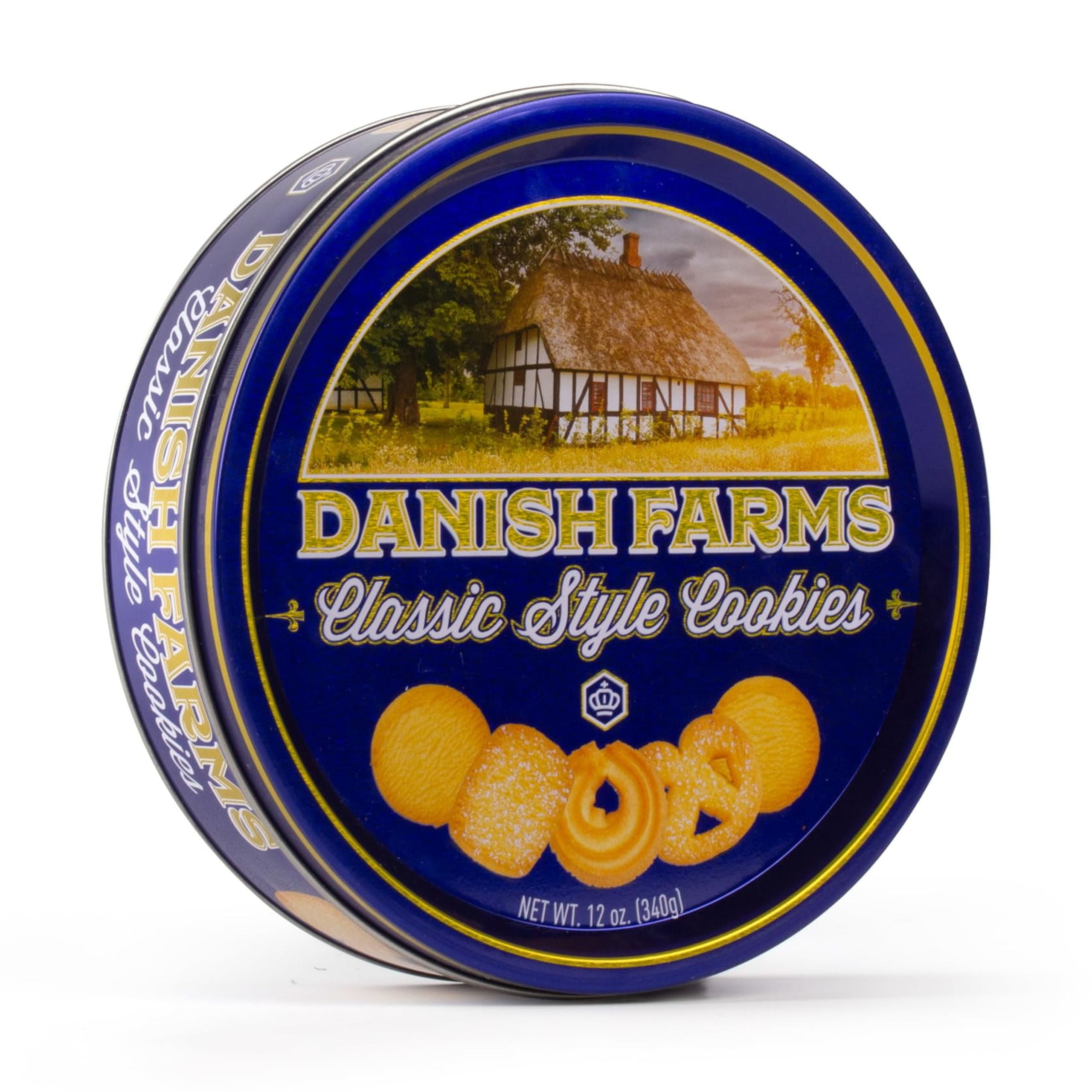 Danish Farms Traditional Butter Cookies, 12-Oz. BSL1 Blue Cookie Tin, Traditional Danish Recipe Butter Cookies for Dessert or Snack, Gift Cookie Tin, Retail Pack