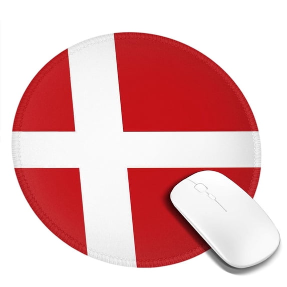 Danish Flag Small Round MousePad 7.9x7.9 Inches Non-Slip Rubber Base MousePad for Office Laptop Computer