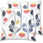 Danish Flower Design Throw Pillow Covers 16x16 Inch 2 Packs Decorative Square for Living Room Couch Bed Sofa