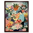 thumbnail image 1 of Danish Pastel Aesthetic Flower Market Watercolour Painting Woman Bouquet Art Print Framed Poster Wall Decor 12x16 inch, 1 of 5