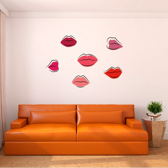 Danish Pastel Wall Decal Pastel Doodle Woman Lips Seamless Pattern Bedroom Wall Decal for Girls Cute Themed Room Decal - Size: 30 In x 21 In