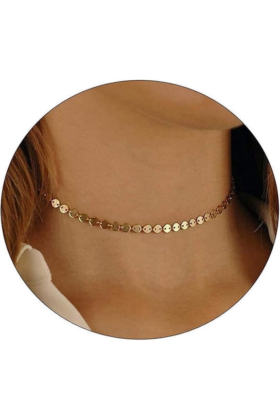 Danity Gold Necklace For Women 14K Gold Plated Satellite Necklaces Gold Link Chain Necklace Tiny Dot Bar Necklace Simple Everyday Jewelry Gift[o97]