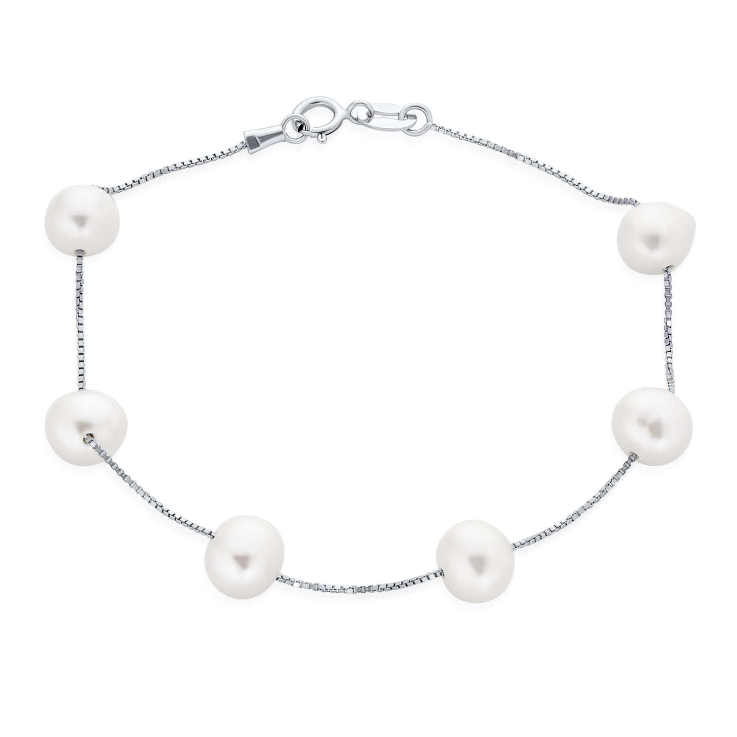 925 Sterling Silver FW Cultured Pearl Chain Bracelet; 8 inch; for Adults  and Teens; for Women and Men - Walmart.com