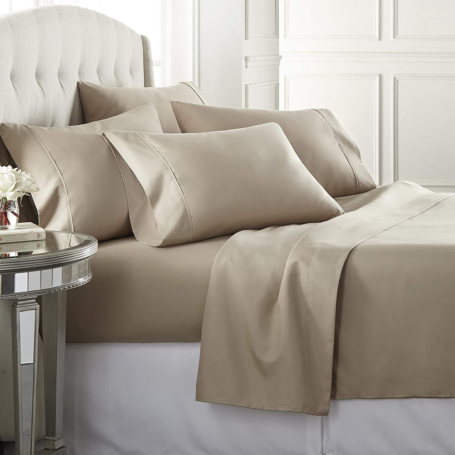 Taupe Twin Deep Pocket Microfiber Bedding Set