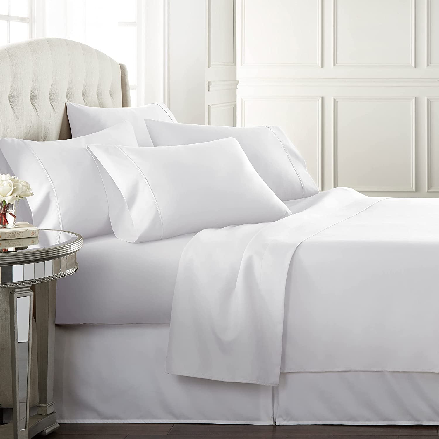 White Full Size Luxury Microfiber Bed Sheets Set
