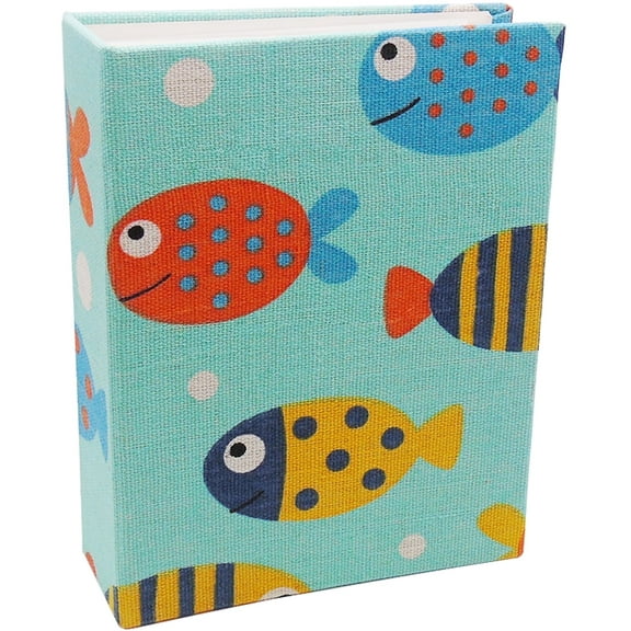 Dankeler Kids Photo Album, 100 Pockets 4x6 Picture Album, Slip-in Linen Cover Photo Album Book for Boys, Girls(Fish)