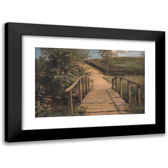 Dankvart Dreyer 14x11 Black Modern Framed Museum Art Print Titled - Bridge Over a Stream in Assens, Funen (1842)