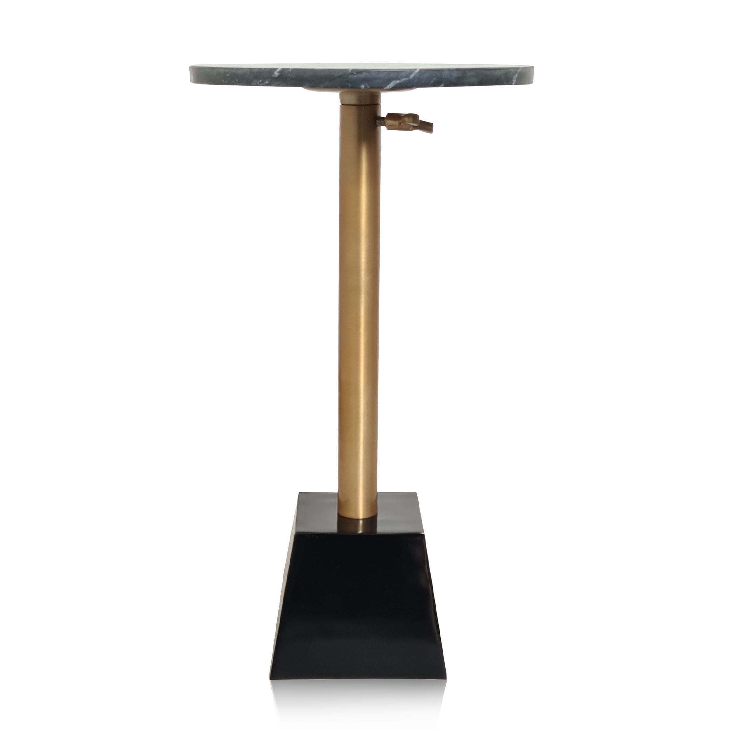 Adjustable Black Marble and Brushed Bronze Drink Table