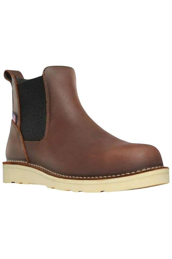 Men's 6" Bull Run Chelsea Wedge Work Boot Steel Toe Brown 8.5 EE  US