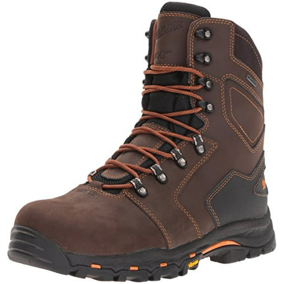 Danner Vicious 8” Insulated Work Boots for Men with Composite Toe - Waterproof Full-grain Leather with Breathable Gore-Tex & Non Slip Heeled Outsole Brown-9.5