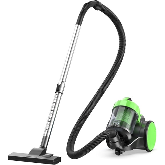 Danniu Canister Vacuum Cleaners for Home, Strong Suction Bagless Vacuum Cleaner, 1000W 16Kpa for Hard Floor and Carpet, Retractable Cord,1.8L Large Dust Cup, Green