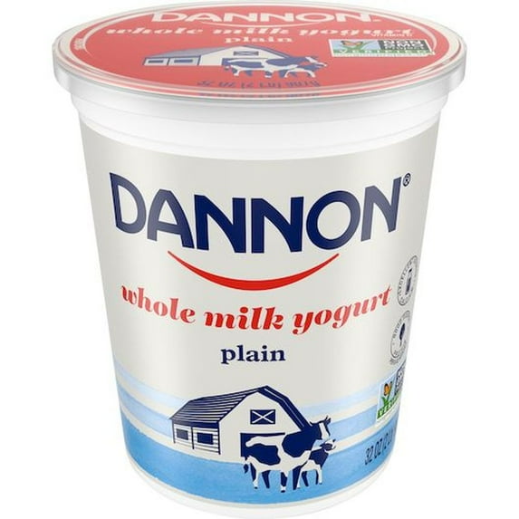 Dannon All Natural Whole Milk Plain Yogurt, 32 Ounce -- 6 per Case.
