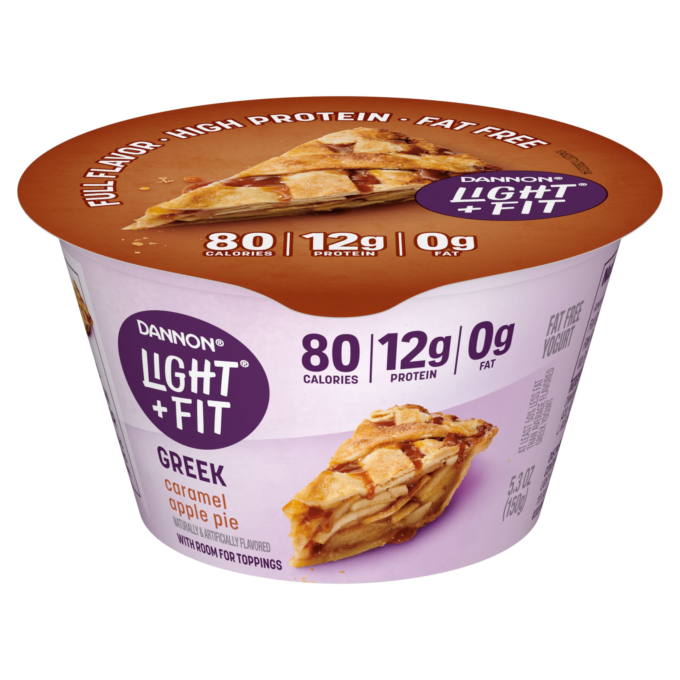 Light + Fit Caramel Apple Pie Greek Fat Free Yogurt Cup, 5.3 oz