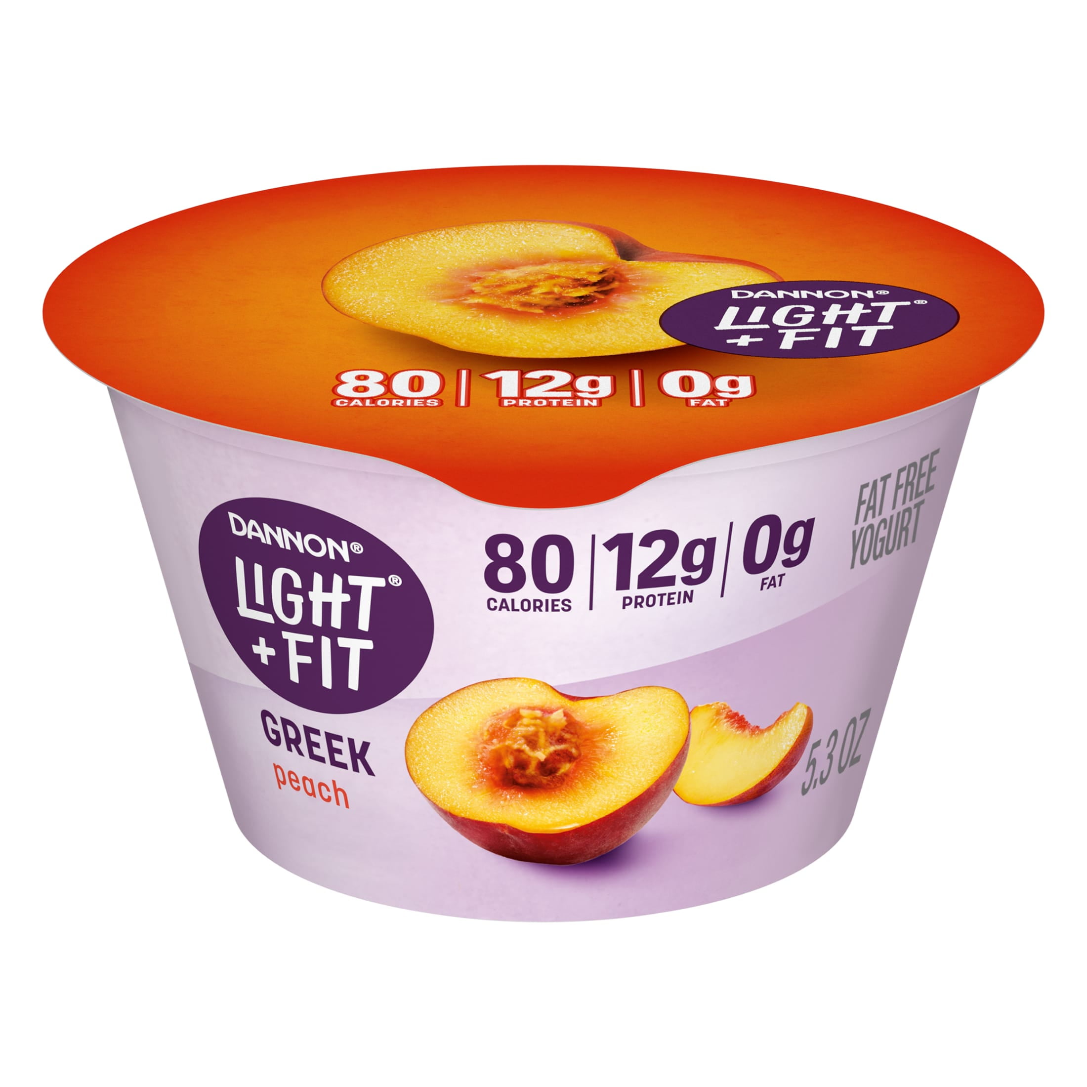 Dannon Light + Fit Peach Greek Fat Free Yogurt Cup, 5.3 oz
