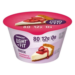 Light + Fit Strawberry Cheesecake Greek Fat Free Yogurt Cup, 5.3 oz