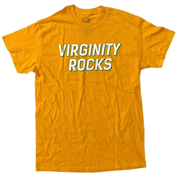 Danny Duncan Men's Virginity Rocks Rocas Graphic Tee T-Shirt (Large, Yellow (Virginity Rocks))