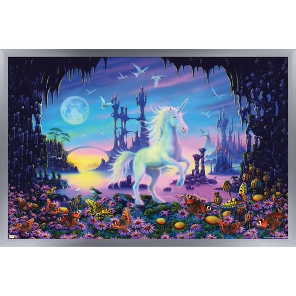 Danny Flynn - Unicorn Cavern Wall Poster, 22.375" x 34" Framed