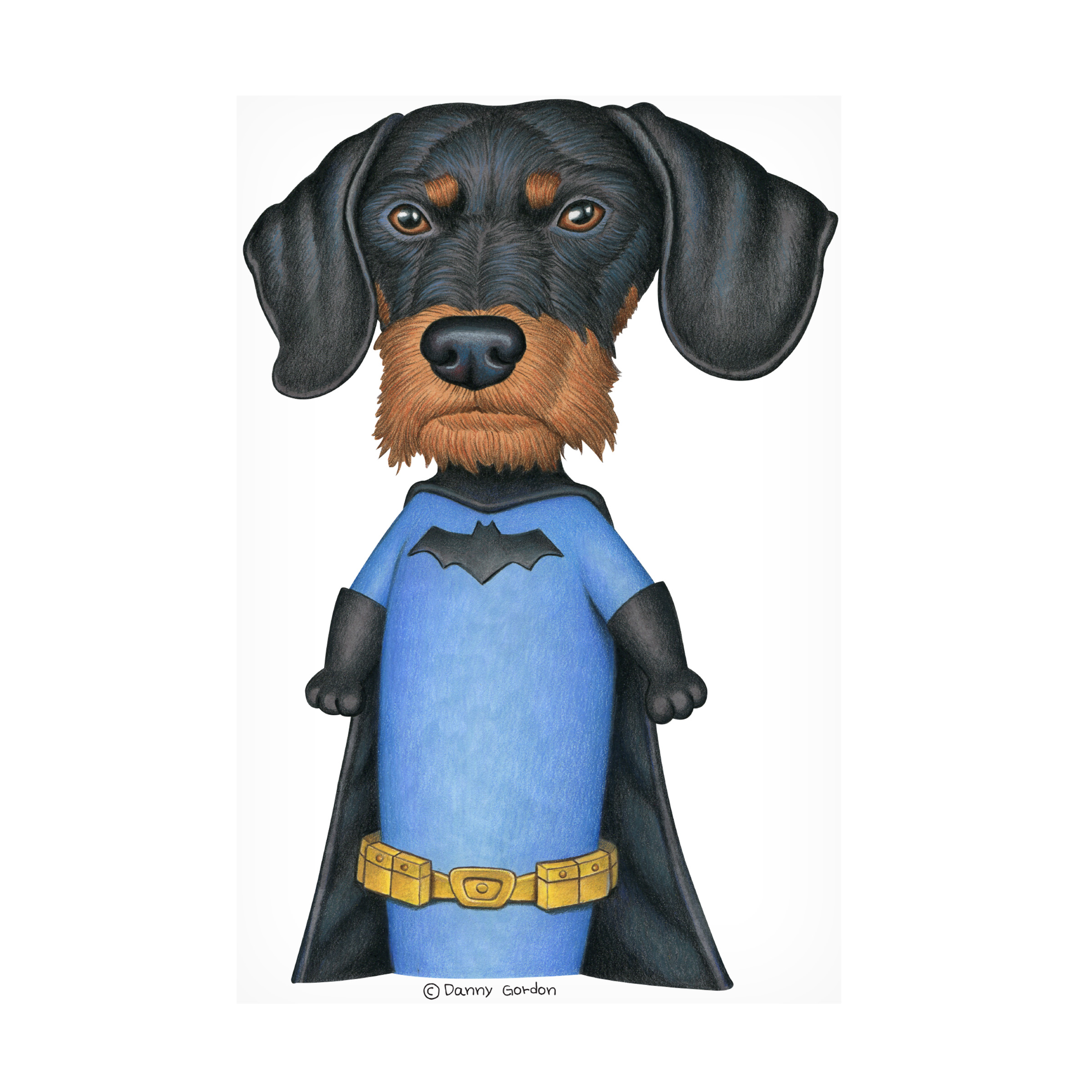 Danny Gordon Art 'Black Dachshund Batman Outfit' Canvas Art