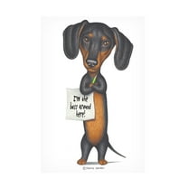 Danny Gordon Art 'Black Dachshund Holding Green Pencil' Canvas Art