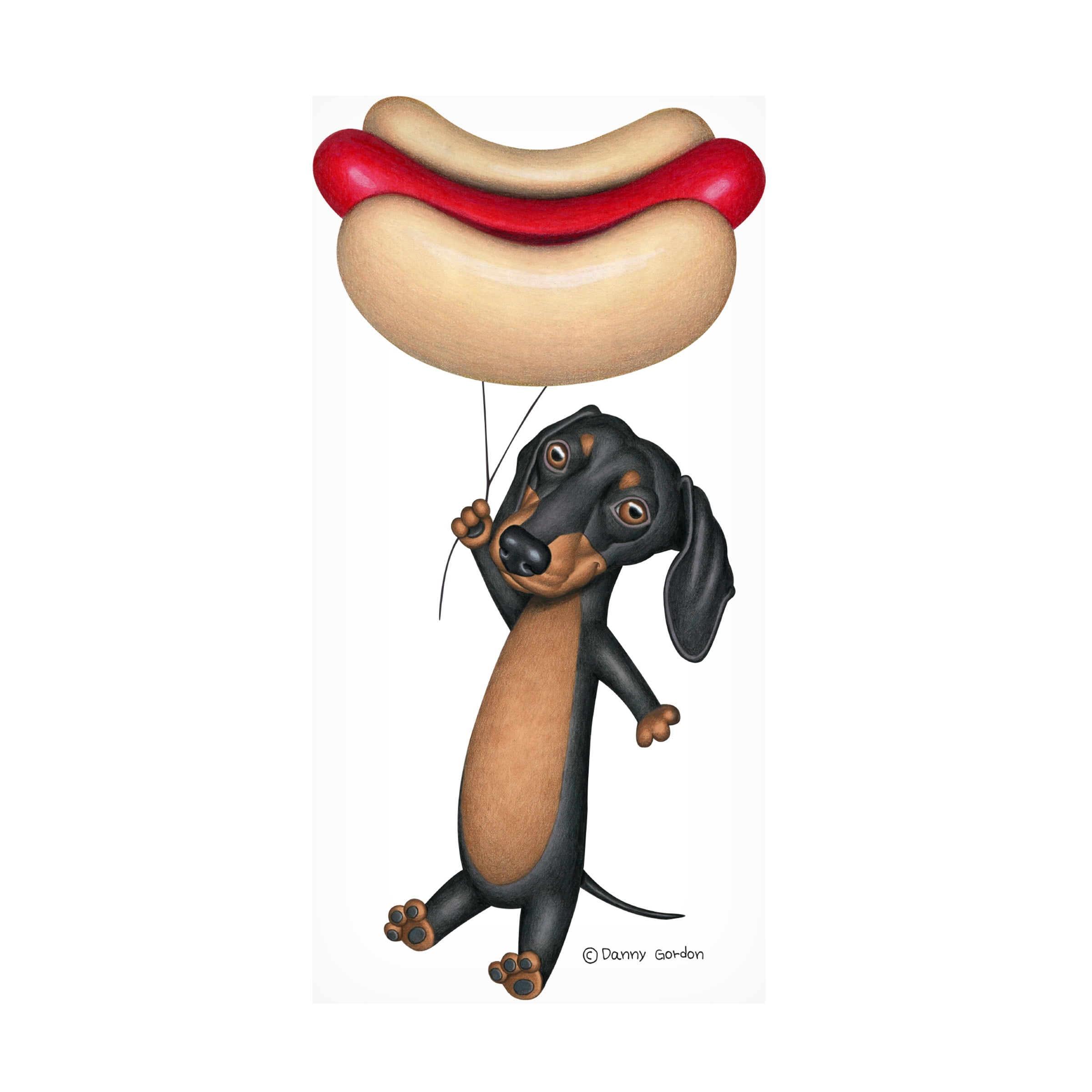 Danny Gordon Art 'Black Dachshund Hotdog Balloon' Canvas Art