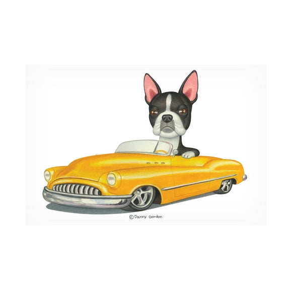 Danny Gordon Art 'Boston Terrier in Yellow Car' Canvas Art