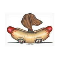 Danny Gordon Art 'Brown Dachshund Hotdog Car' Canvas Art