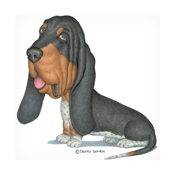 Danny Gordon Art 'Tri Color Basset Hound Sitting' Canvas Art