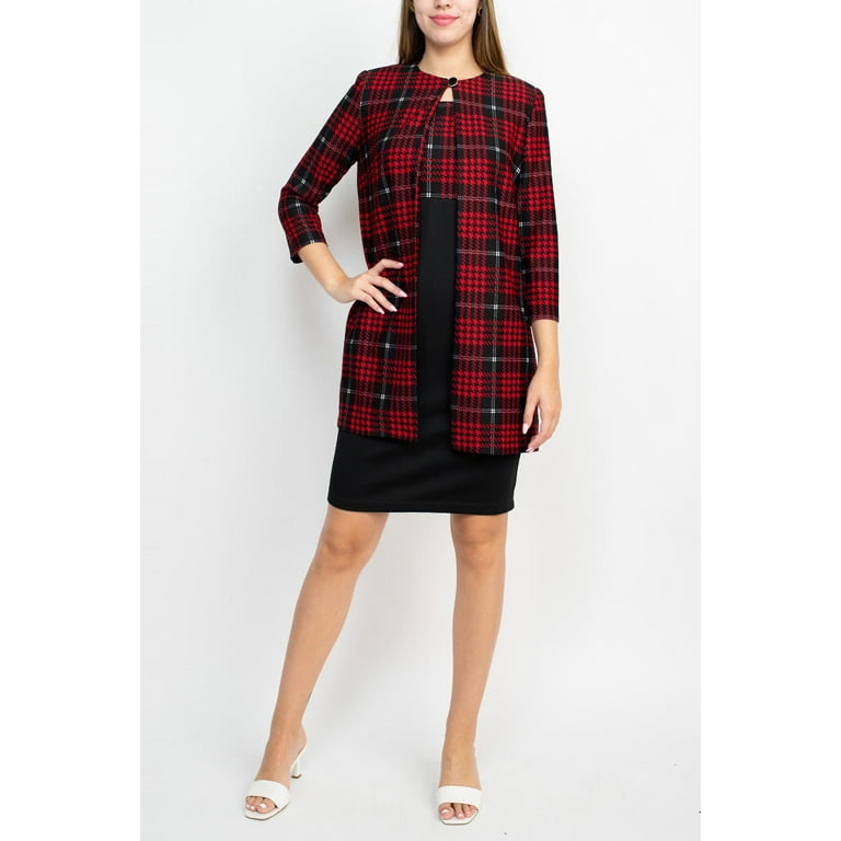 Danny Nicole Scoop Neck Sleeveless Zipper Back Multi Print Knit Dress with Matching Jacket by Curated Brands Walmart