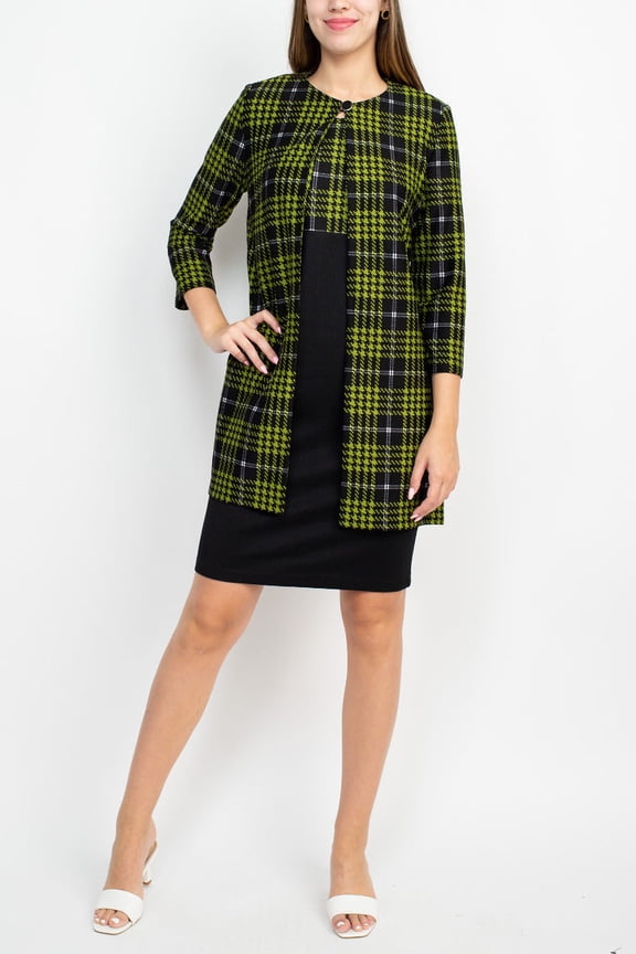 Danny Nicole Scoop Neck Sleeveless Zipper Back Multi Print Knit Dress with Matching Jacket by Curated Brands