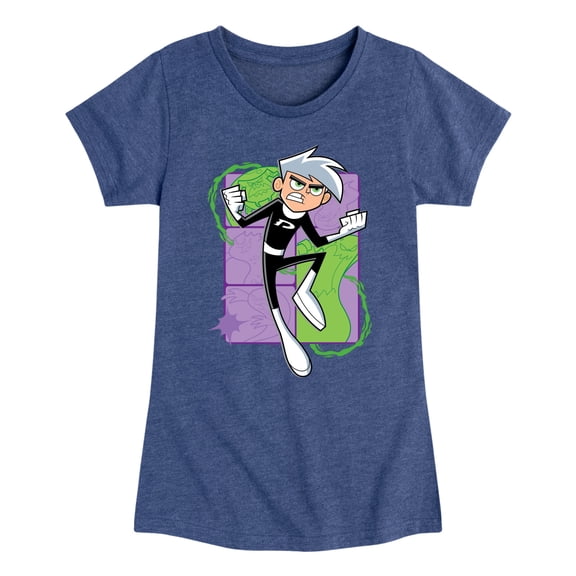 Danny Phantom - Danny Phantom Jumping - Girls Fitted Short Sleeve Graphic T-Shirt