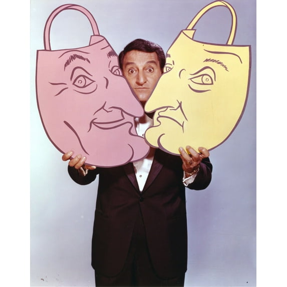 Danny Thomas standing in Black Tuxedo Holding Two Faces Photo Print (8 x 10)