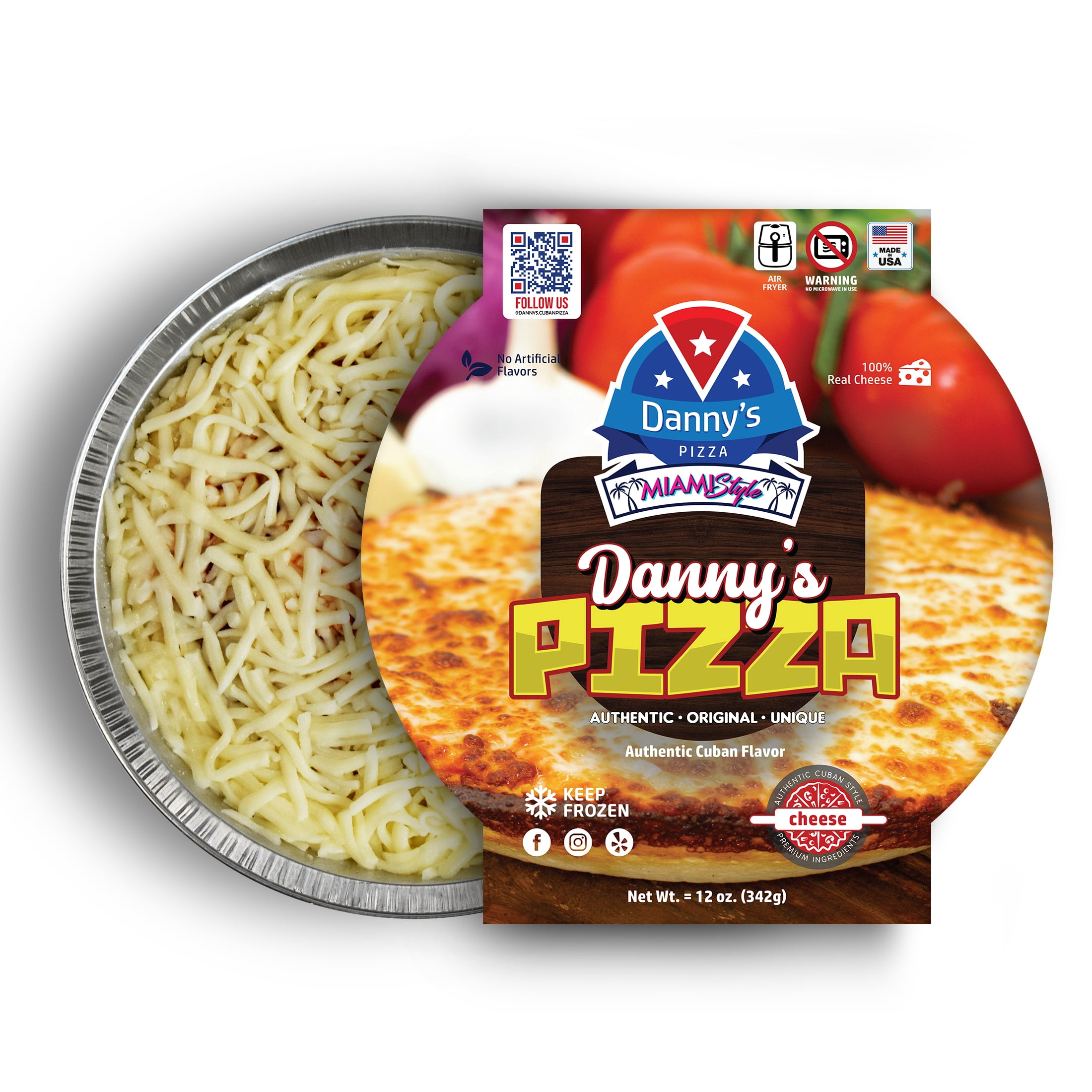 Danny’s Personal Cuban Cheese Pizza, Frozen, Ready-to-Heat, Single Serving.
