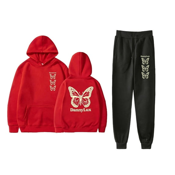 DannyLux Butterfly Hoodie Pant 2 Piece Suit DLUX Album Pant 2 Piece Set Winter Suit