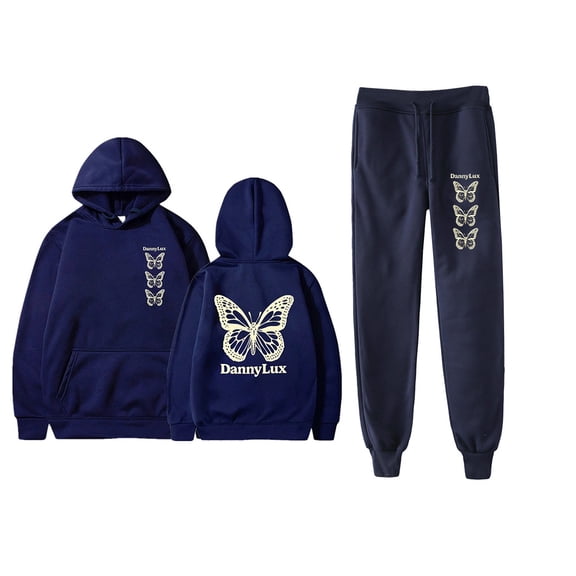 DannyLux Butterfly Hoodie Pant 2 Piece Suit DLUX Album Pant 2 Piece Set Winter Suit