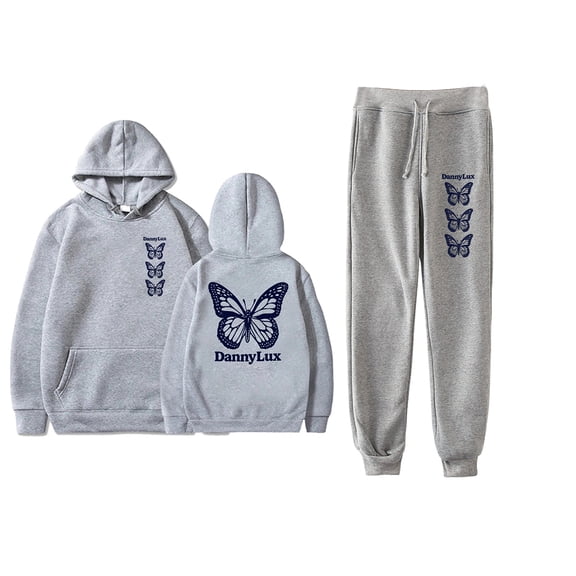 DannyLux Butterfly Hoodie Pant 2 Piece Suit DLUX Album Pant 2 Piece Set Winter Suit