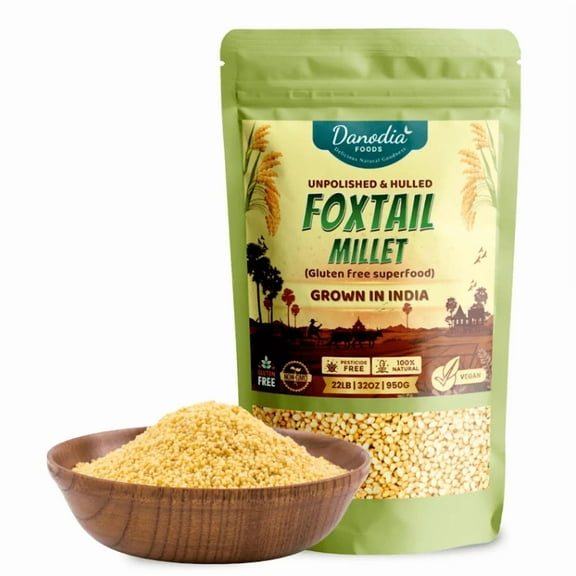 Danodia Foods Organic Foxtail Millet, Unpolished & Gluten Free Whole Grain Millet 950g / 2lbs